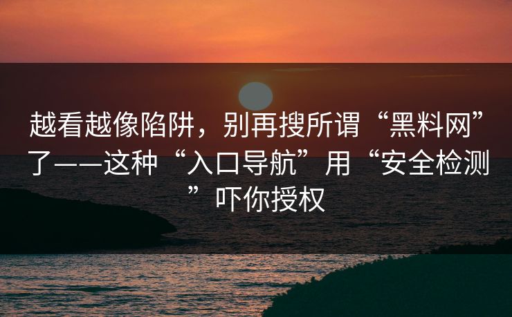 越看越像陷阱，别再搜所谓“黑料网”了——这种“入口导航”用“安全检测”吓你授权