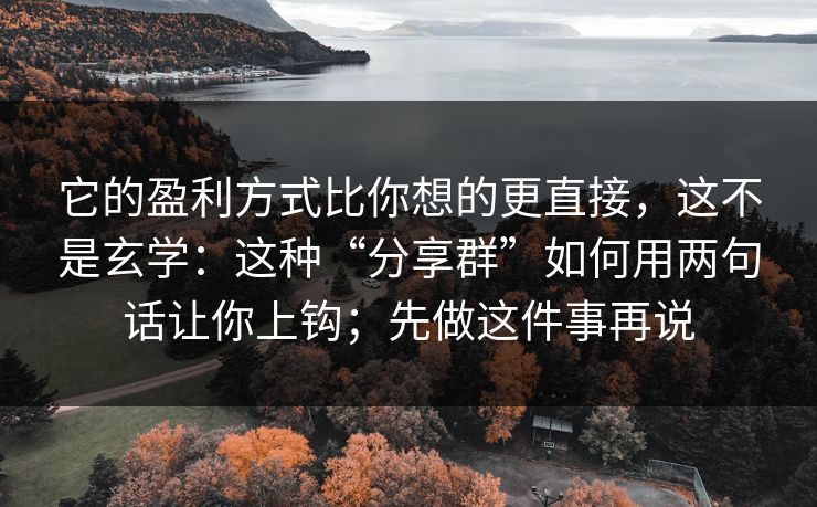 它的盈利方式比你想的更直接，这不是玄学：这种“分享群”如何用两句话让你上钩；先做这件事再说