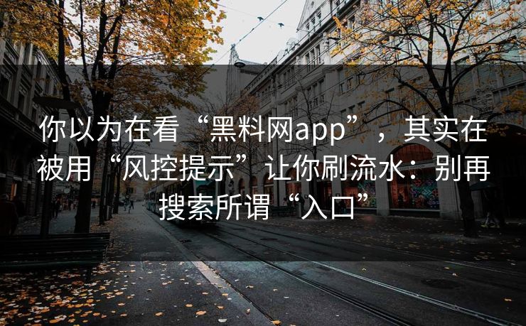 你以为在看“黑料网app”，其实在被用“风控提示”让你刷流水：别再搜索所谓“入口”