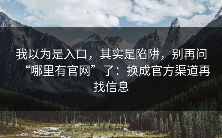 我以为是入口，其实是陷阱，别再问“哪里有官网”了：换成官方渠道再找信息