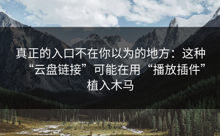 真正的入口不在你以为的地方：这种“云盘链接”可能在用“播放插件”植入木马