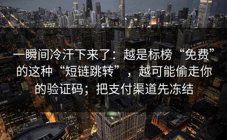 一瞬间冷汗下来了：越是标榜“免费”的这种“短链跳转”，越可能偷走你的验证码；把支付渠道先冻结