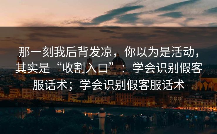 那一刻我后背发凉，你以为是活动，其实是“收割入口”：学会识别假客服话术；学会识别假客服话术