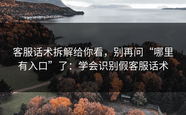 客服话术拆解给你看，别再问“哪里有入口”了：学会识别假客服话术