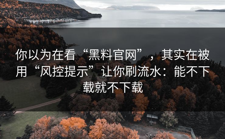 你以为在看“黑料官网”,其实在被用“风控提示”让你刷流水:能不下载就不下载 你以为在看“黑料官网”,其实在被用“风控提示”让你刷流水:能不下载就不下载