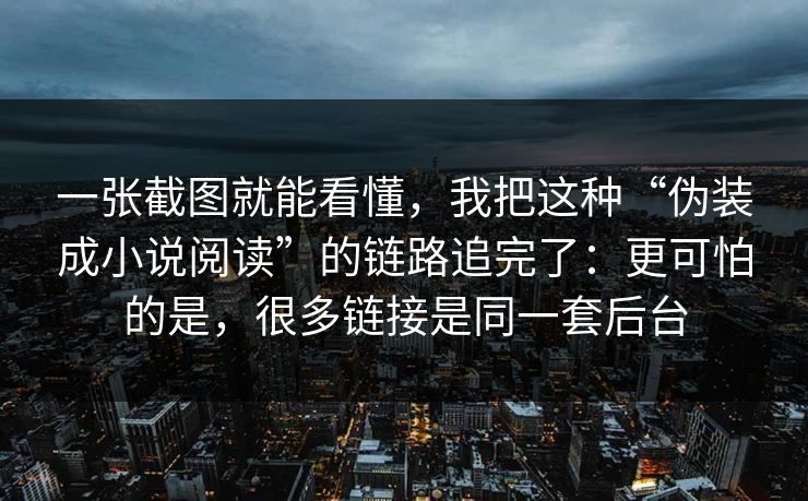 一张截图就能看懂,我把这种“伪装成小说阅读”的链路追完了:更可怕的是,很多链接是同一套后台 一张截图就能看懂,我把这种“伪装成小说阅读”的链路追完了:更可怕的是,很多链接是同一套后台